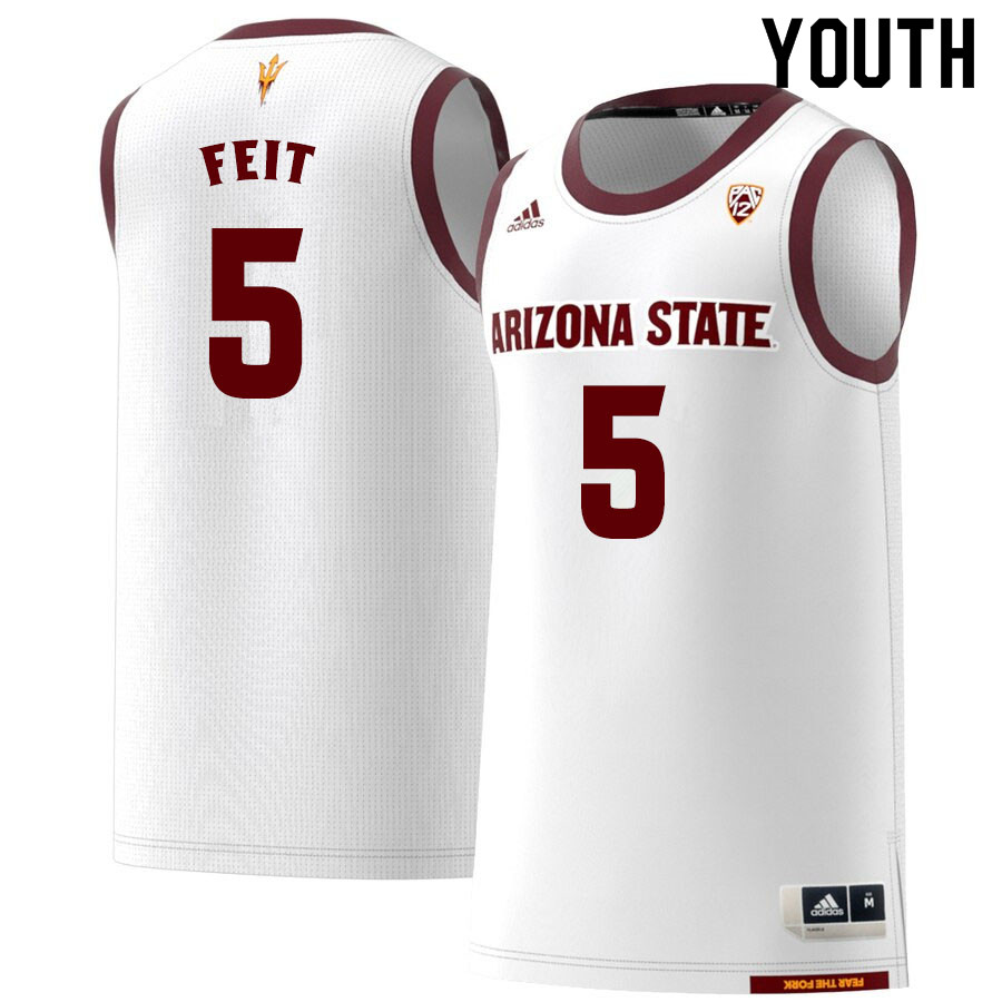 Youth #5 Kyle Feit Arizona State Sun Devils College Basketball Jerseys Sale-White